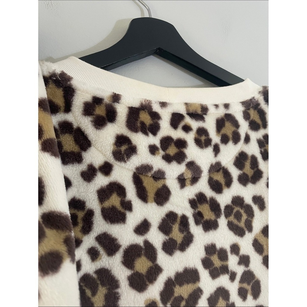 Aerie Lounge Set Fleece Leopard Print Medium Pajamas - Picture 10 of 12